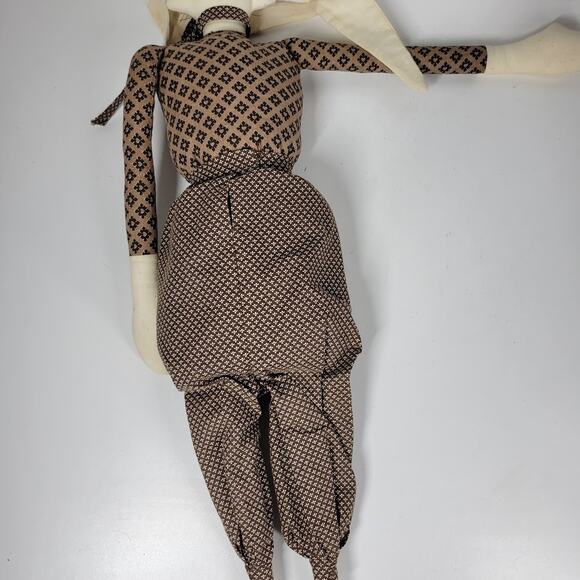 VTG Mr &‎ Mrs Rabbit Dolls 29" Handmade Brown Primitive Folk Plush Easter Decor - Picture 10 of 16